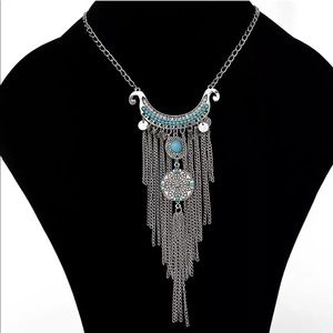 1 LEFT!✨Boho Turquoise Silver Statement Necklace✨